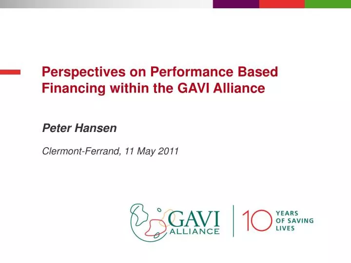 perspectives on performance based financing within the gavi alliance