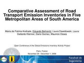 Comparative Assessment of Road Transport Emission Inventories in Five Metropolitan Areas of South America