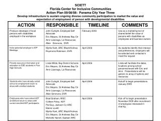 SCIETT Florida Center for Inclusive Communities Action Plan 09/08/08: Panama City Year Three