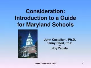 Consideration: Introduction to a Guide for Maryland Schools