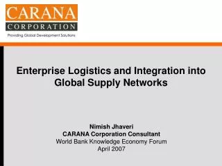 Enterprise Logistics and Integration into Global Supply Networks