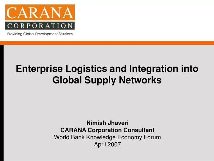enterprise logistics and integration into global supply networks