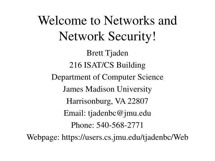 welcome to networks and network security