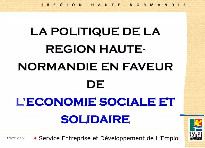la politique de la region haute normandie en faveur de l economie sociale et solidaire
