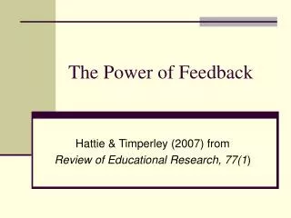 The Power of Feedback