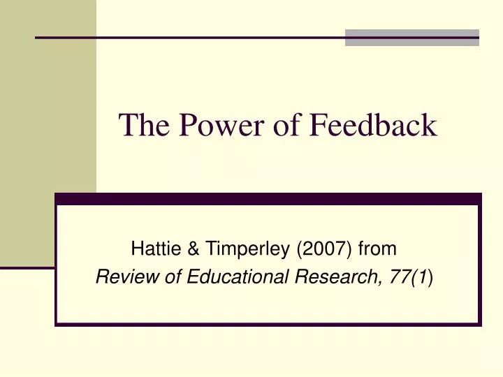 the power of feedback