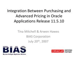 Integration Between Purchasing and Advanced Pricing in Oracle Applications Release 11.5.10