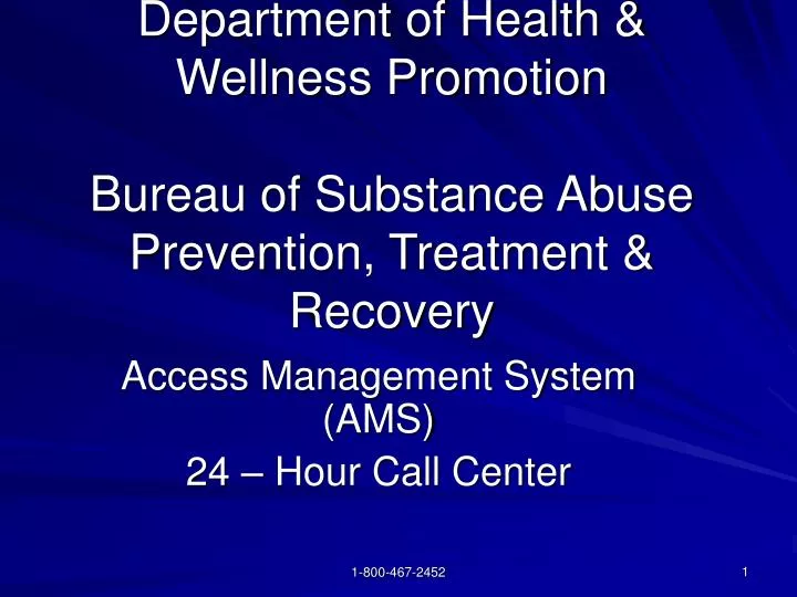 department of health wellness promotion bureau of substance abuse prevention treatment recovery