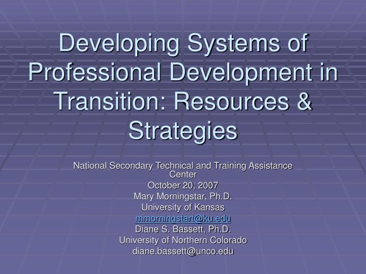 developing systems of professional development in transition resources strategies