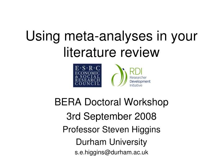 using meta analyses in your literature review