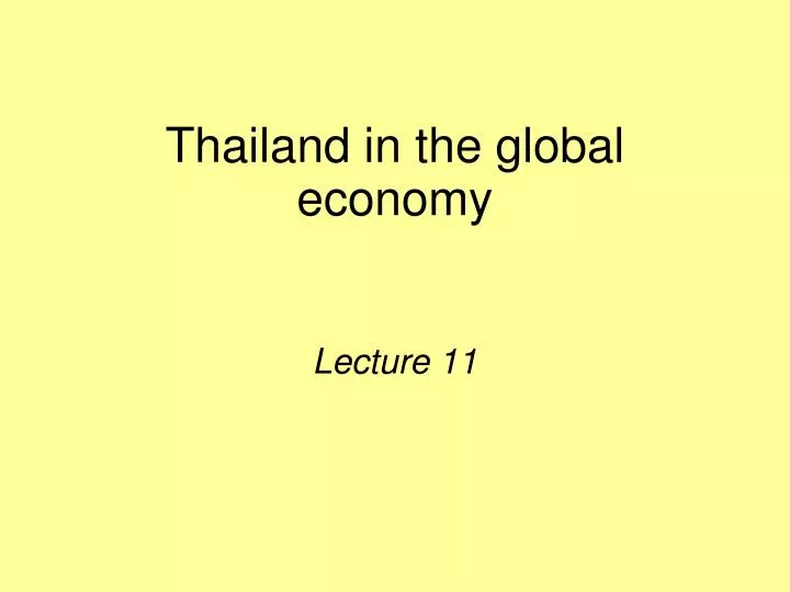thailand in the global economy