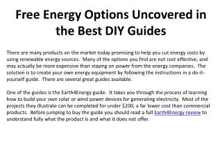 Free Energy Options Uncovered in the Best DIY Guides