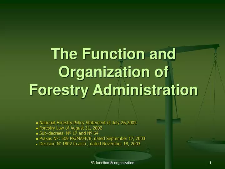 the function and organization of forestry administration