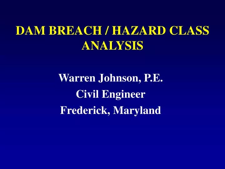 dam breach hazard class analysis