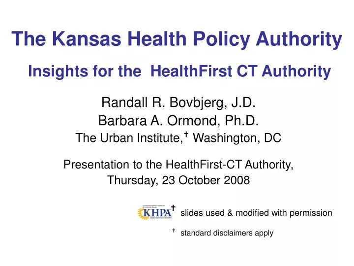 the kansas health policy authority insights for the healthfirst ct authority