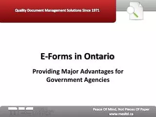 E-Forms in Ontario - MES Hybrid