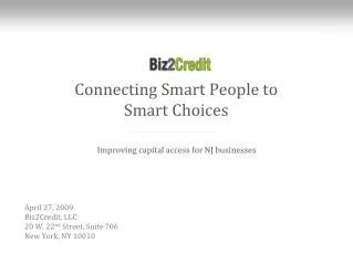 Biz2Credit - Improving Capital Access for NJ Businesses