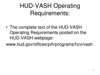 HUD-VASH Operating Requirements: