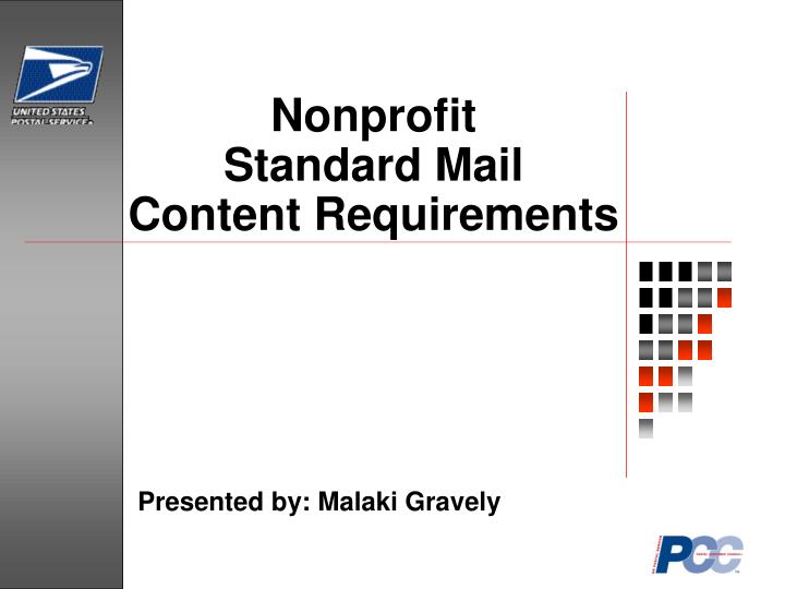 nonprofit standard mail content requirements