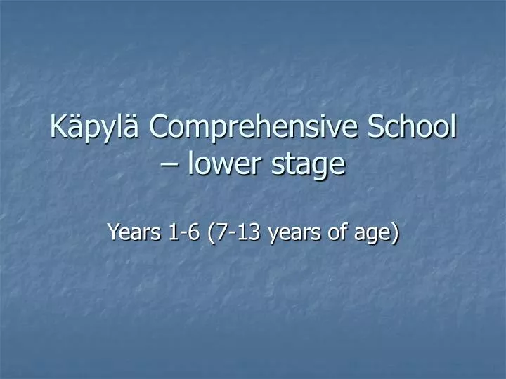 k pyl comprehensive school lower stage