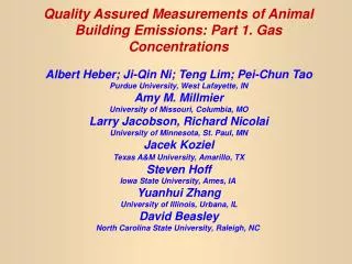 Quality Assured Measurements of Animal Building Emissions: Part 1. Gas Concentrations