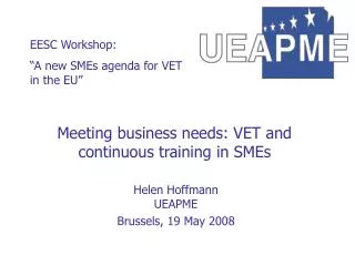 Meeting business needs: VET and continuous training in SMEs