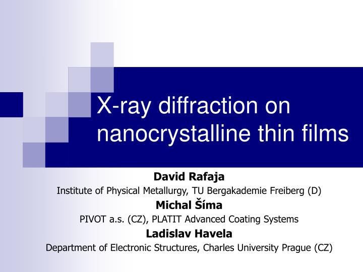 x ray diffraction on nanocrystalline thin films