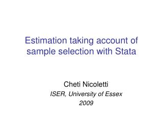 Estimation taking account of sample selection with Stata