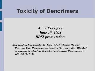 Toxicity of Dendrimers