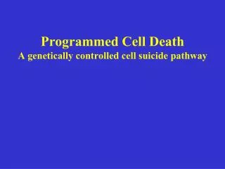 Programmed Cell Death A genetically controlled cell suicide pathway