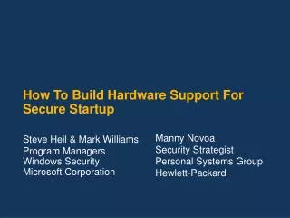How To Build Hardware Support For Secure Startup