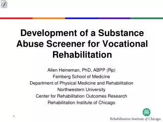 Development of a Substance Abuse Screener for Vocational Rehabilitation