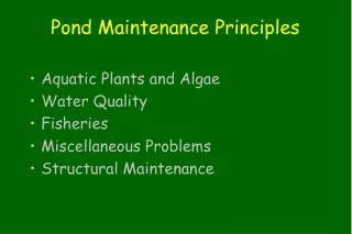Pond Maintenance Principles