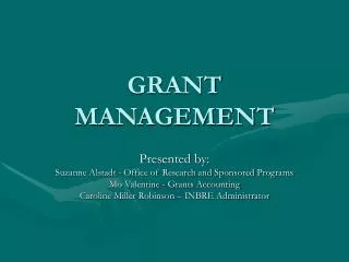 GRANT MANAGEMENT