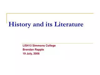 History and its Literature
