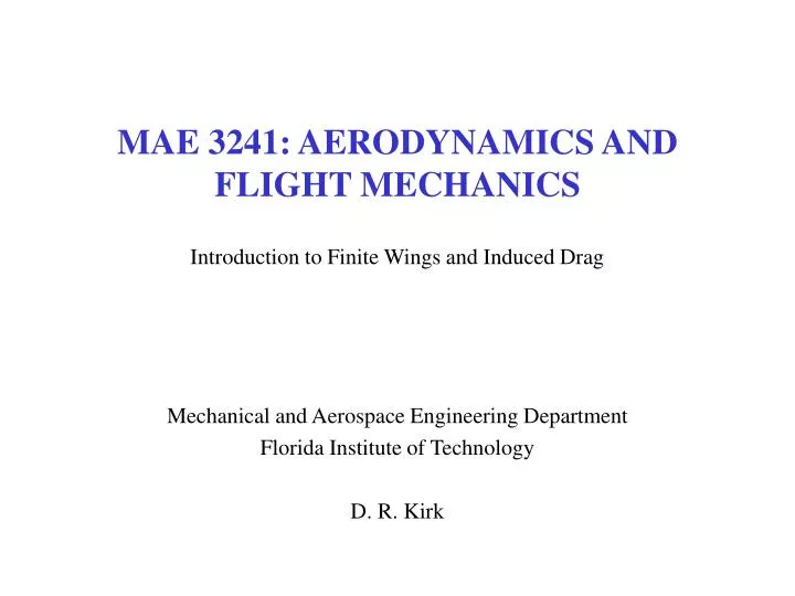 mae 3241 aerodynamics and flight mechanics