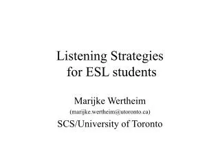 Listening Strategies for ESL students