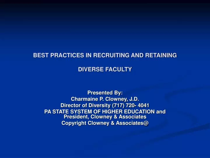 best practices in recruiting and retaining diverse faculty
