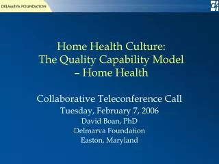 Home Health Culture: The Quality Capability Model – Home Health