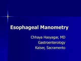 Esophageal Manometry
