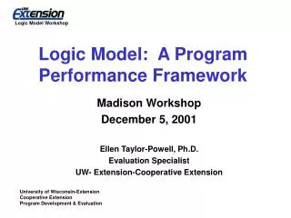 Logic Model: A Program Performance Framework