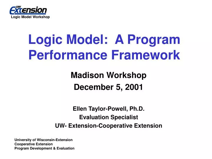 logic model a program performance framework