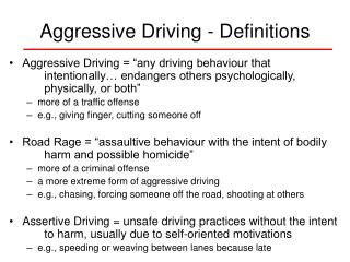 Aggressive Driving - Definitions