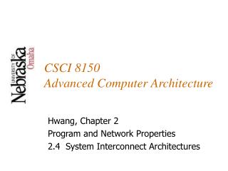 CSCI 8150 Advanced Computer Architecture