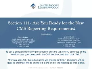Section 111 - Are You Ready for the New CMS Reporting Requirements?