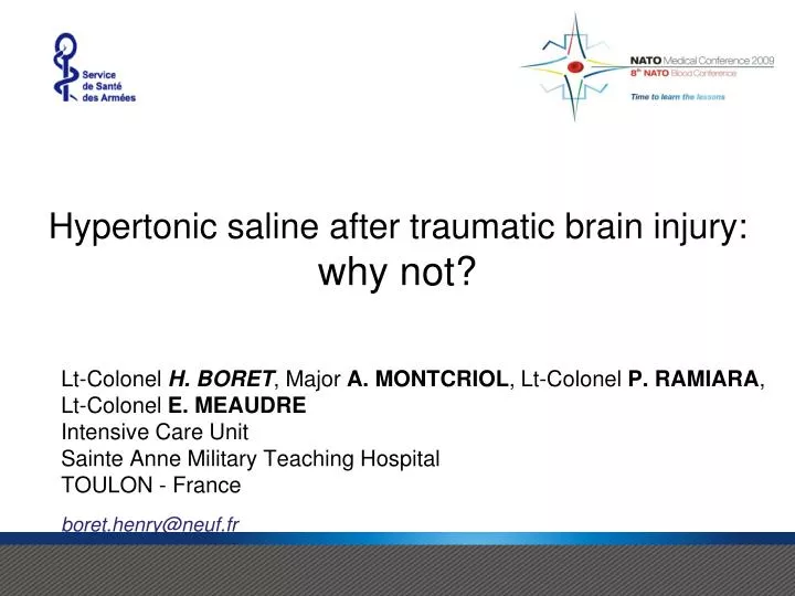hypertonic saline after traumatic brain injury why not