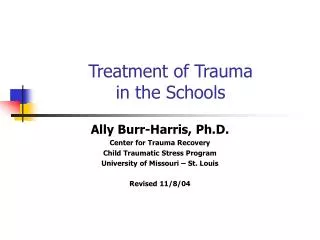 Treatment of Trauma in the Schools