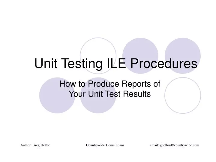 unit testing ile procedures