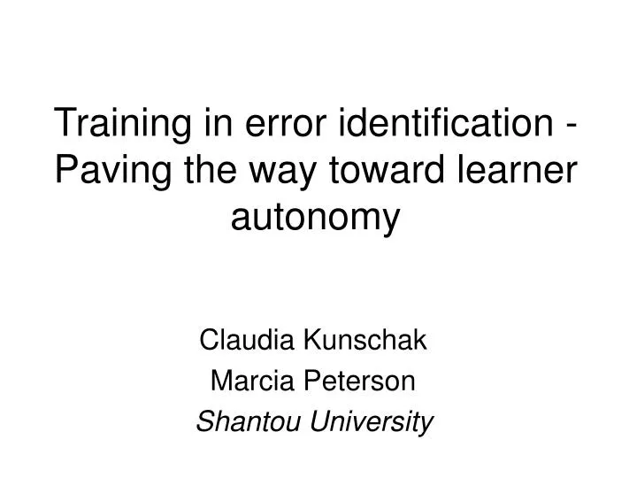 training in error identification paving the way toward learner autonomy