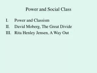 Power and Social Class